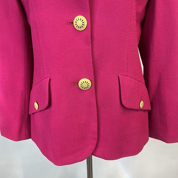 Vintage Liz Claiborne Suits Jacket Blazer size 12 Hot Pink Wool Glamour 90's Y2K - Picture 5 of 10